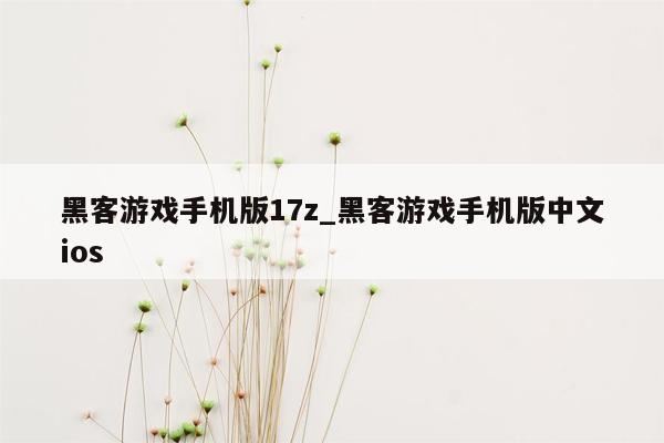 黑客游戏手机版17z_黑客游戏手机版中文ios