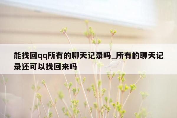 能找回qq所有的聊天记录吗_所有的聊天记录还可以找回来吗