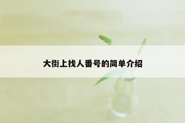 大街上找人番号的简单介绍