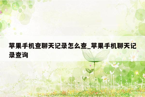 苹果手机查聊天记录怎么查_苹果手机聊天记录查询