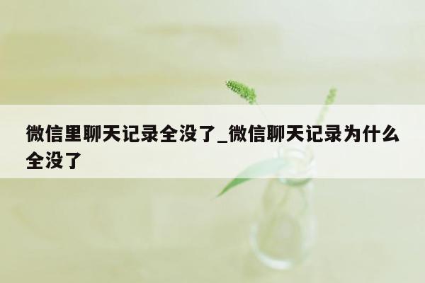 微信里聊天记录全没了_微信聊天记录为什么全没了