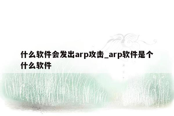 什么软件会发出arp攻击_arp软件是个什么软件