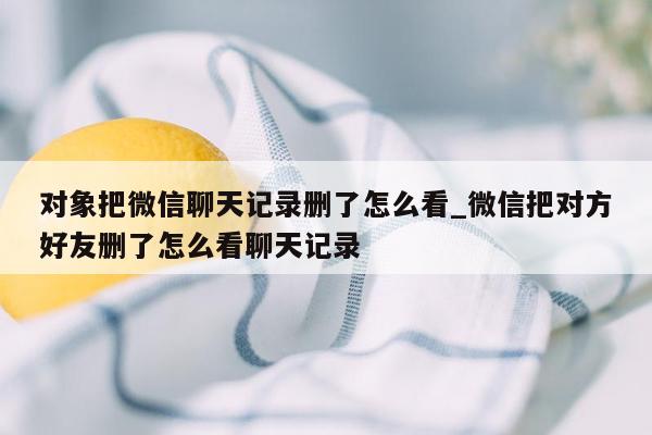 对象把微信聊天记录删了怎么看_微信把对方好友删了怎么看聊天记录