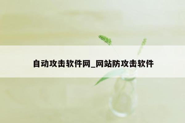 自动攻击软件网_网站防攻击软件