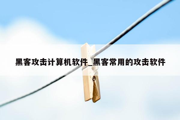 黑客攻击计算机软件_黑客常用的攻击软件