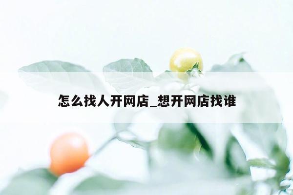 怎么找人开网店_想开网店找谁