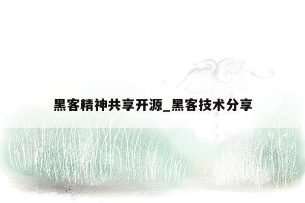 黑客精神共享开源_黑客技术分享