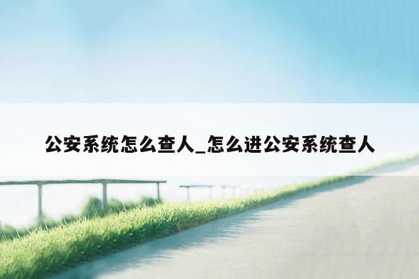 公安系统怎么查人_怎么进公安系统查人