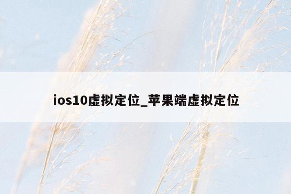 ios10虚拟定位_苹果端虚拟定位