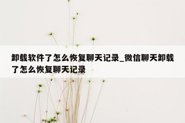 卸载软件了怎么恢复聊天记录_微信聊天卸载了怎么恢复聊天记录