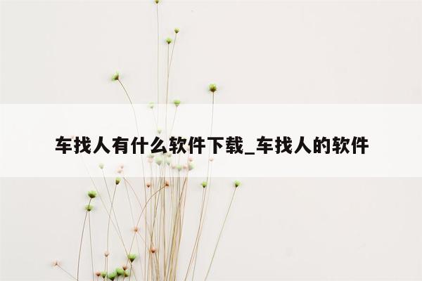 车找人有什么软件下载_车找人的软件