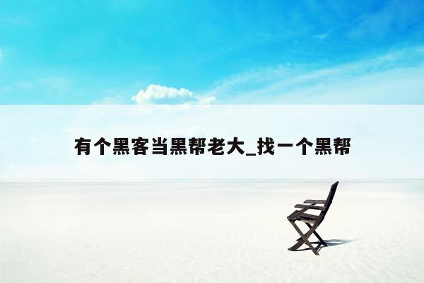 有个黑客当黑帮老大_找一个黑帮
