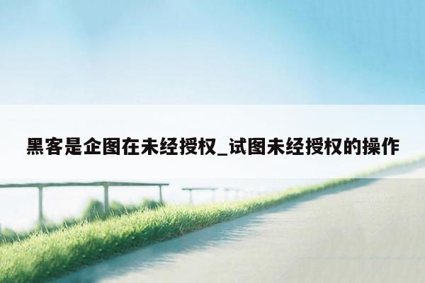 黑客是企图在未经授权_试图未经授权的操作