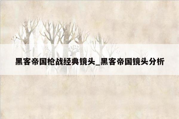 黑客帝国枪战经典镜头_黑客帝国镜头分析