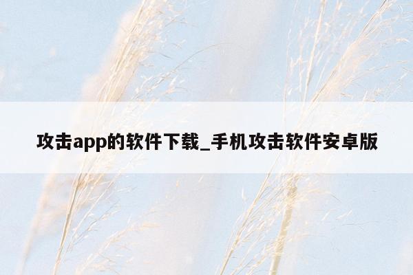 攻击app的软件下载_手机攻击软件安卓版