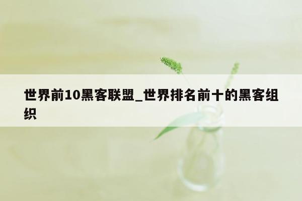 世界前10黑客联盟_世界排名前十的黑客组织