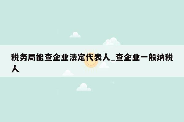 税务局能查企业法定代表人_查企业一般纳税人