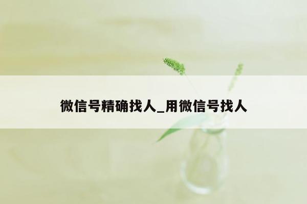 微信号精确找人_用微信号找人