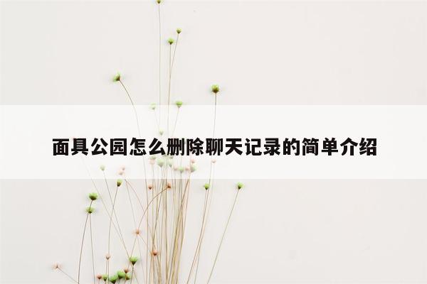 面具公园怎么删除聊天记录的简单介绍