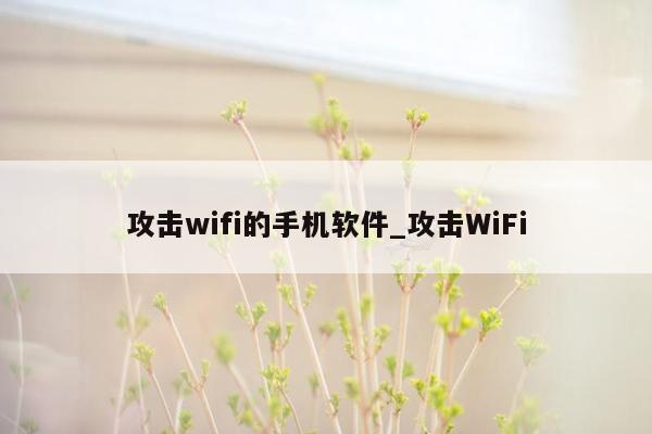 攻击wifi的手机软件_攻击WiFi