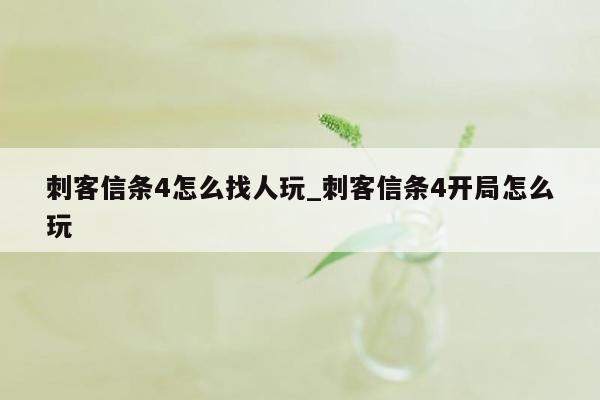 刺客信条4怎么找人玩_刺客信条4开局怎么玩