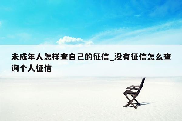 未成年人怎样查自己的征信_没有征信怎么查询个人征信