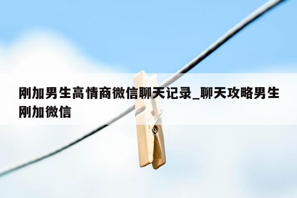 刚加男生高情商微信聊天记录_聊天攻略男生刚加微信