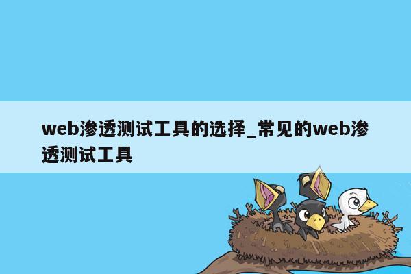 web渗透测试工具的选择_常见的web渗透测试工具