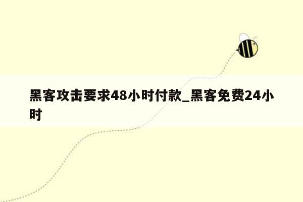 黑客攻击要求48小时付款_黑客免费24小时