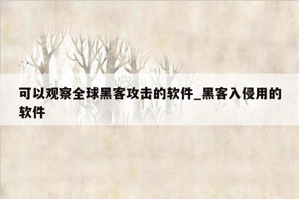 可以观察全球黑客攻击的软件_黑客入侵用的软件