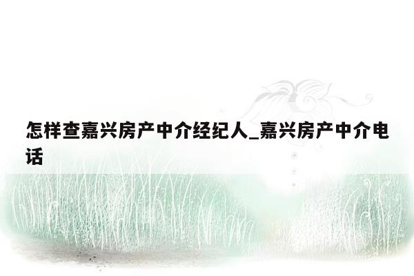 怎样查嘉兴房产中介经纪人_嘉兴房产中介电话
