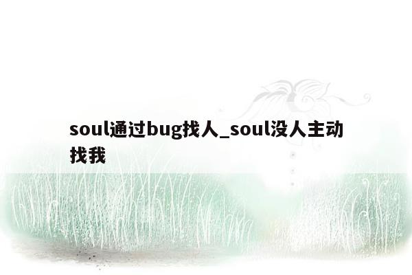 soul通过bug找人_soul没人主动找我