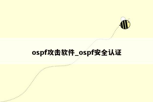 ospf攻击软件_ospf安全认证