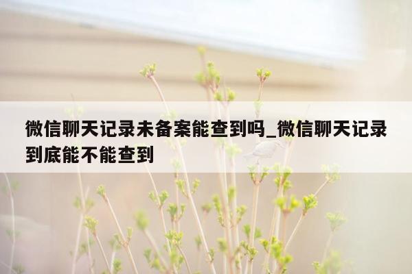 微信聊天记录未备案能查到吗_微信聊天记录到底能不能查到