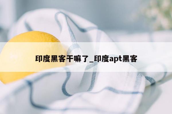 印度黑客干嘛了_印度apt黑客