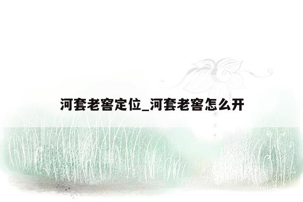 河套老窖定位_河套老窖怎么开