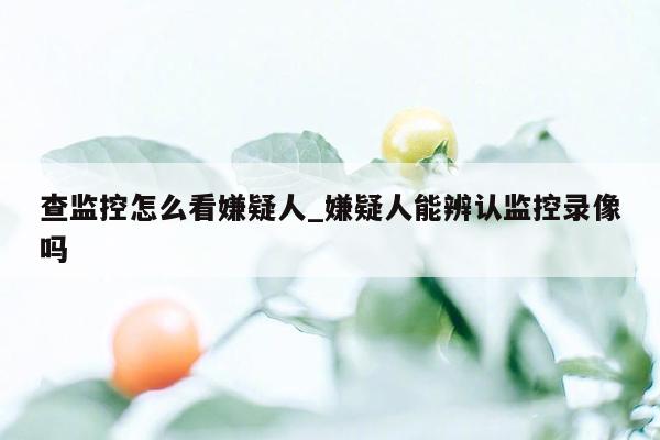 查监控怎么看嫌疑人_嫌疑人能辨认监控录像吗
