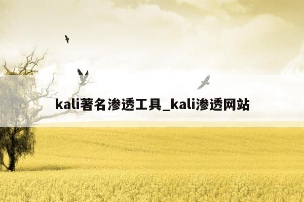 kali著名渗透工具_kali渗透网站