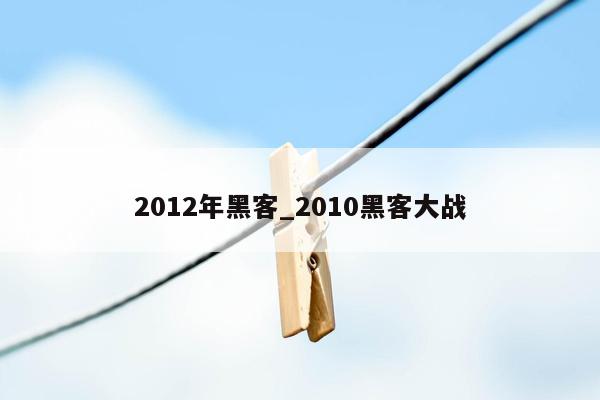 2012年黑客_2010黑客大战