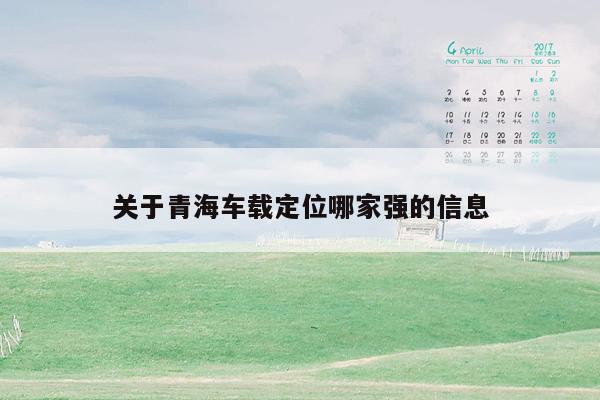 关于青海车载定位哪家强的信息