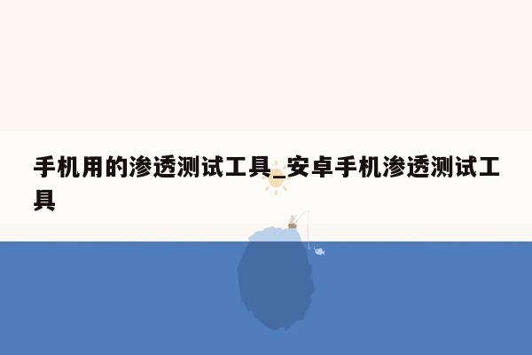 手机用的渗透测试工具_安卓手机渗透测试工具
