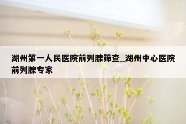 湖州第一人民医院前列腺筛查_湖州中心医院前列腺专家
