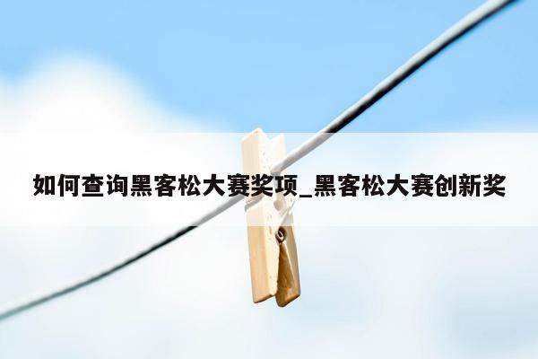 如何查询黑客松大赛奖项_黑客松大赛创新奖