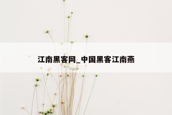 江南黑客网_中国黑客江南燕
