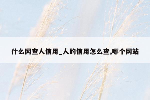 什么网查人信用_人的信用怎么查,哪个网站