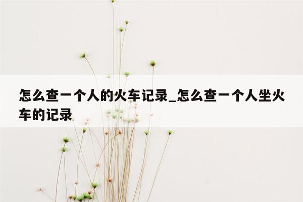 怎么查一个人的火车记录_怎么查一个人坐火车的记录