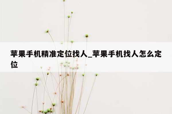 苹果手机精准定位找人_苹果手机找人怎么定位