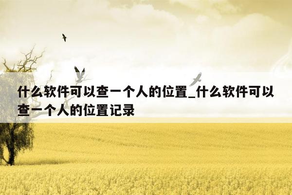 什么软件可以查一个人的位置_什么软件可以查一个人的位置记录