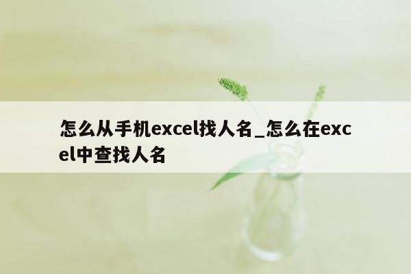 怎么从手机excel找人名_怎么在excel中查找人名