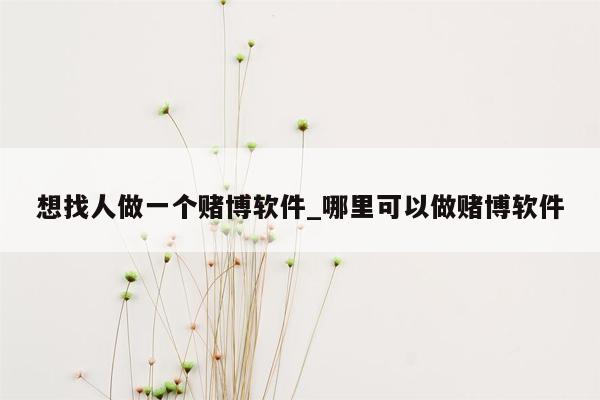 想找人做一个赌博软件_哪里可以做赌博软件